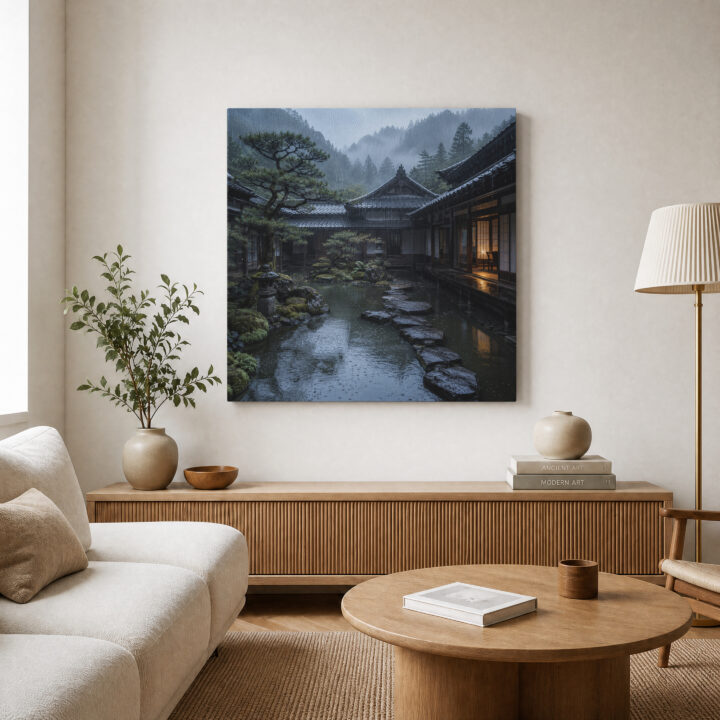 Canvas print Japanese Courtyard After Rain