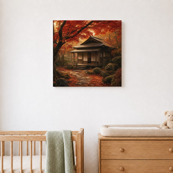 Leinwandbild Japanisches Teehaus im Herbst