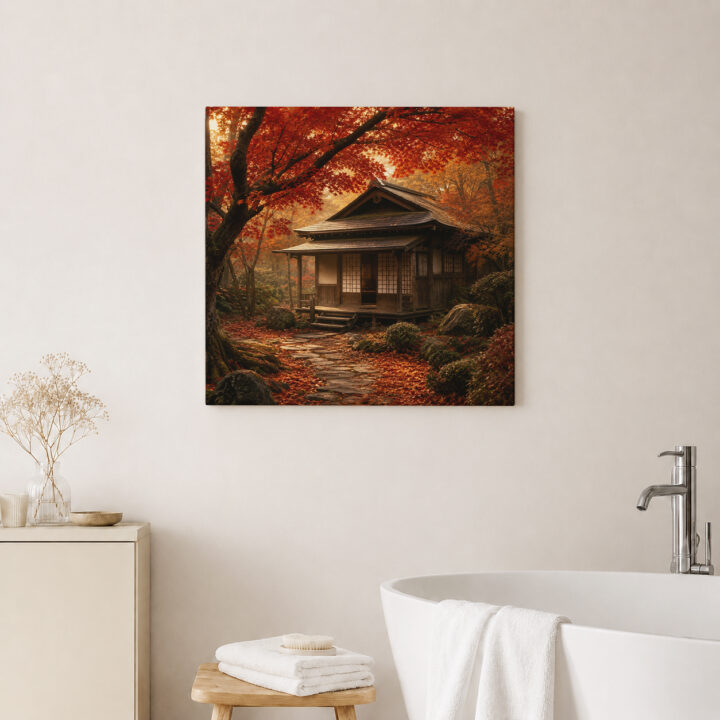 Leinwandbild Japanisches Teehaus im Herbst