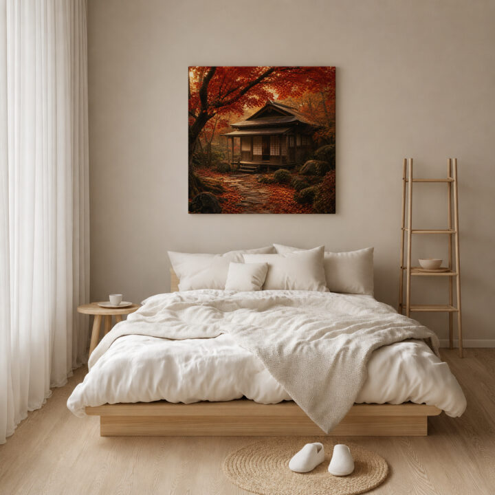 Leinwandbild Japanisches Teehaus im Herbst