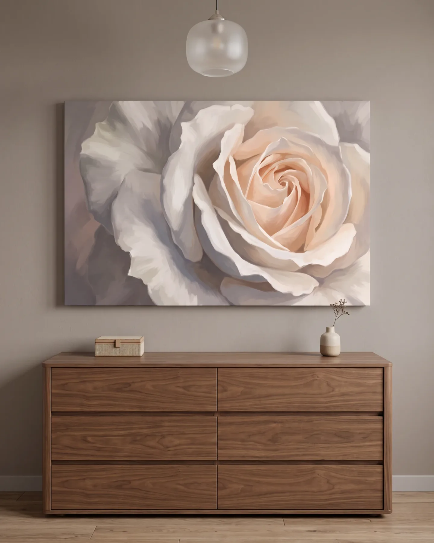 Leinwandbild – Cremefarbene Rose in Nahaufnahme