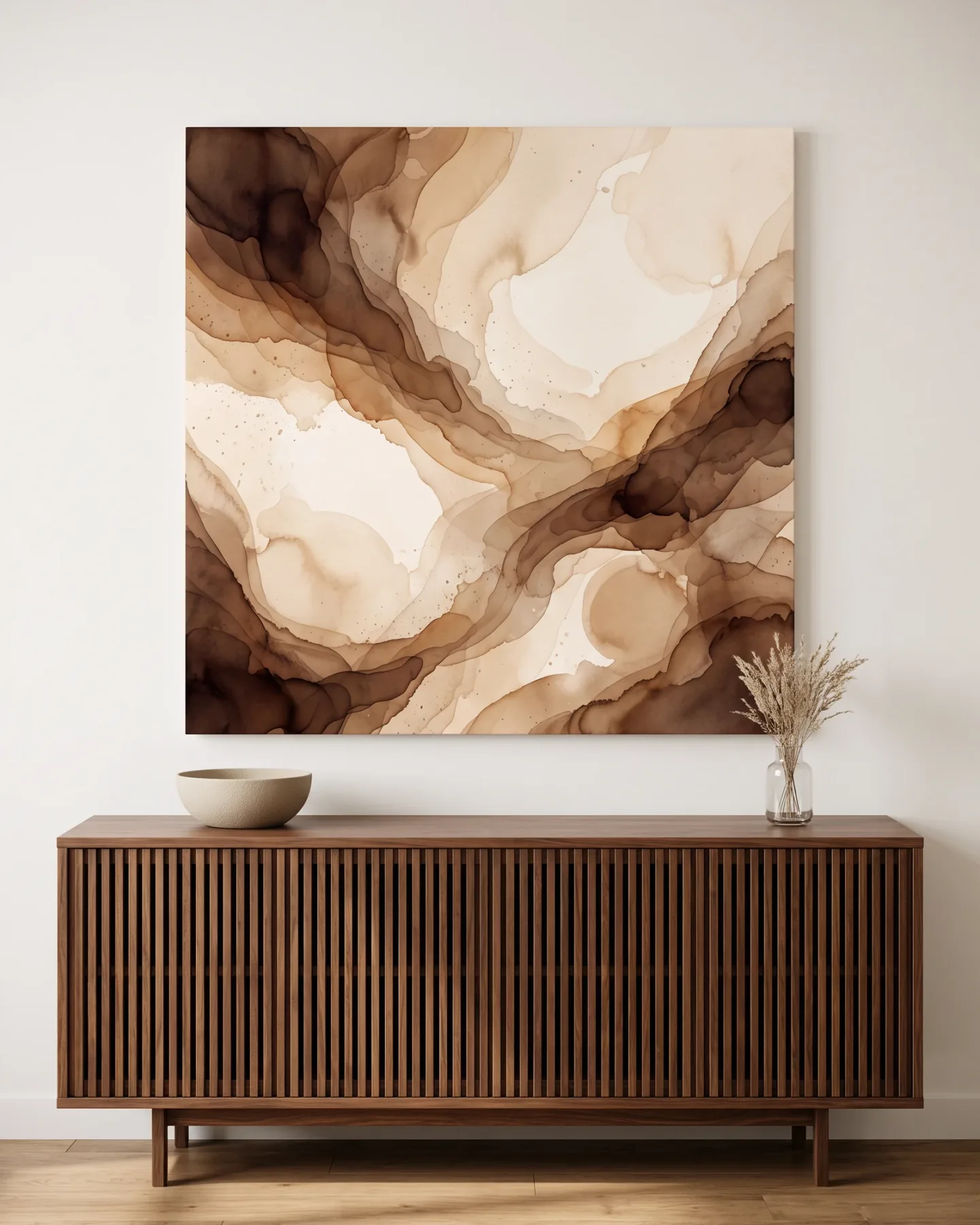 Leinwandbild – Braune Wellen mit lichter Mitte