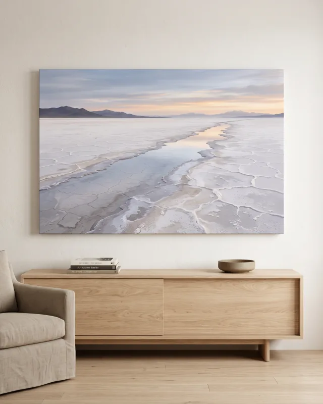 Leinwandbild – Salzsee im Abendlicht