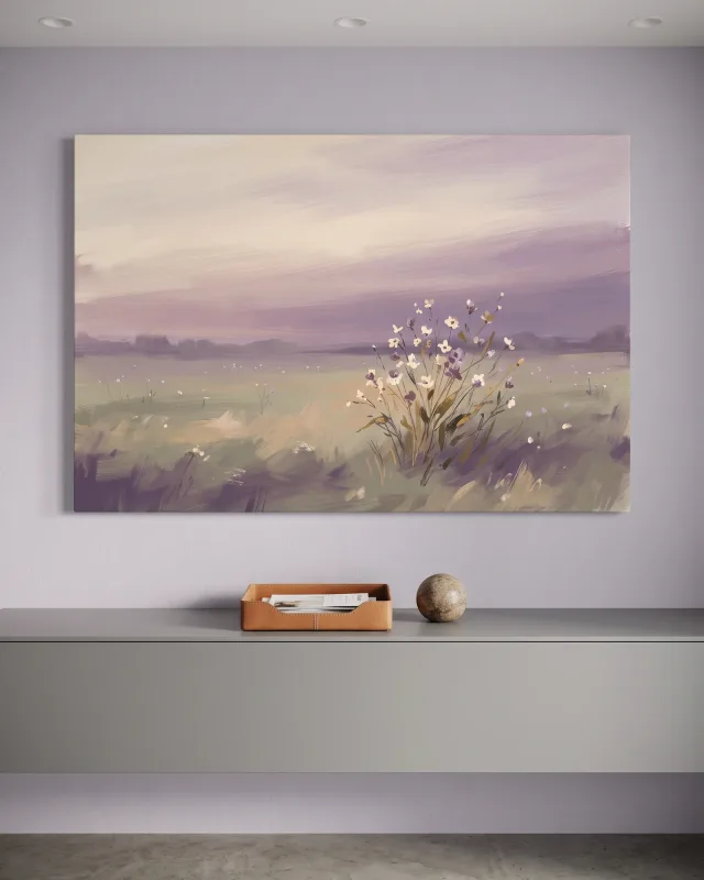 Canvas print – Delicate Wildflowers beneath Violet Haze