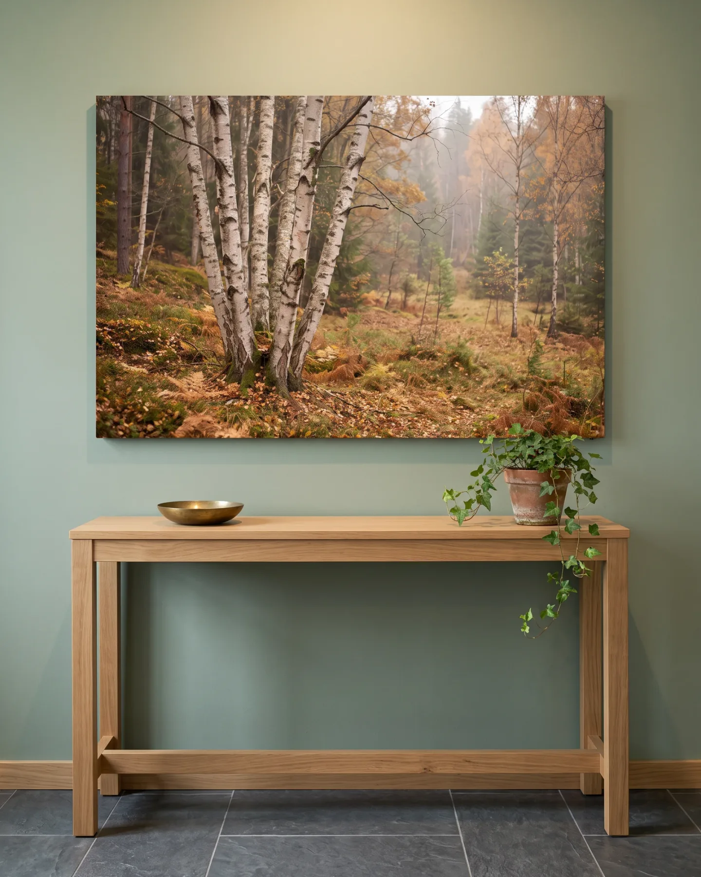 Canvas print – Multi-Stemmed Birches in a Copper Autumn Forest
