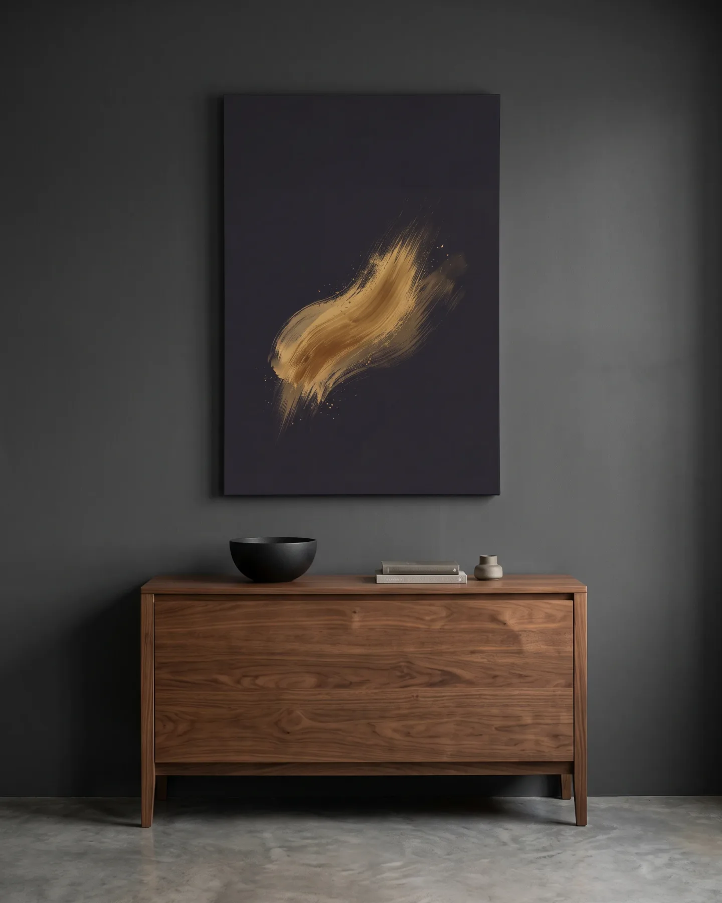 Leinwandbild – Diagonaler Goldschwung mit feinen Spritzern