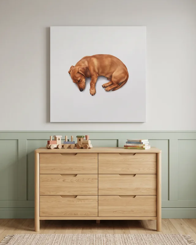 Leinwandbild – Schlafender brauner Hund