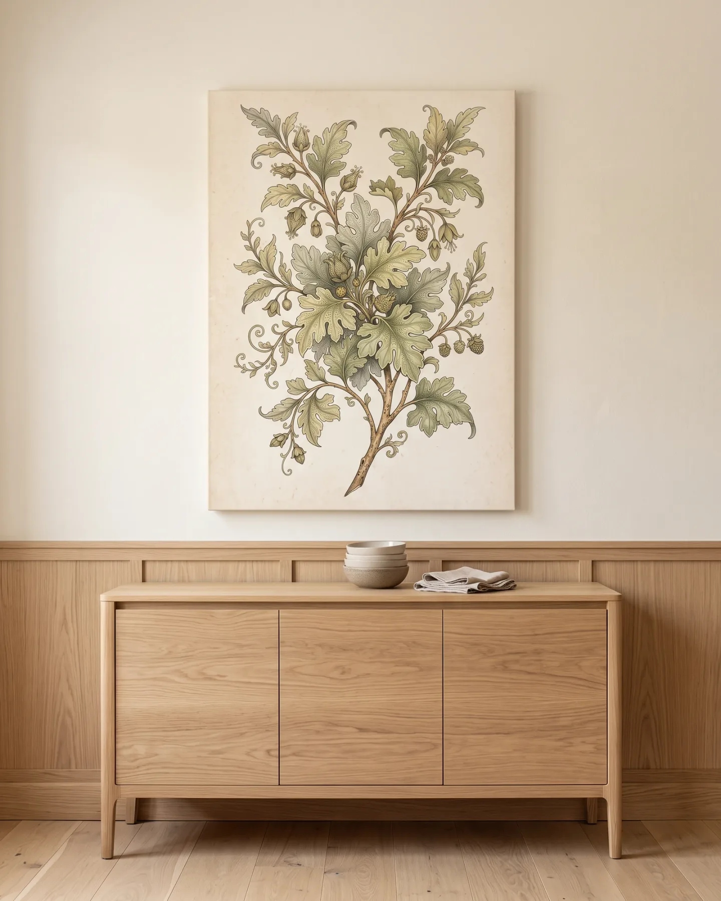 Leinwandbild – Botanischer Stängel mit gezähnten Blättern