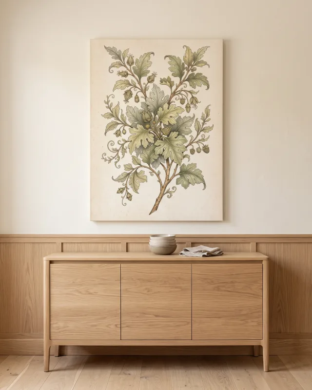Canvas print – Botanical Stem with Serrated Leaves