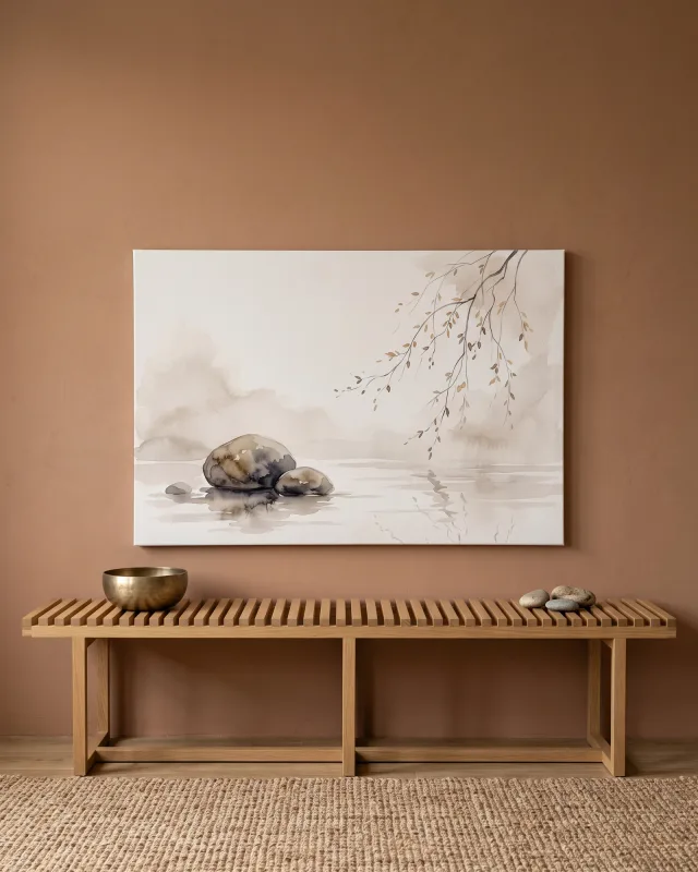 Canvas print – Three Stones with Shimmering Reflections
