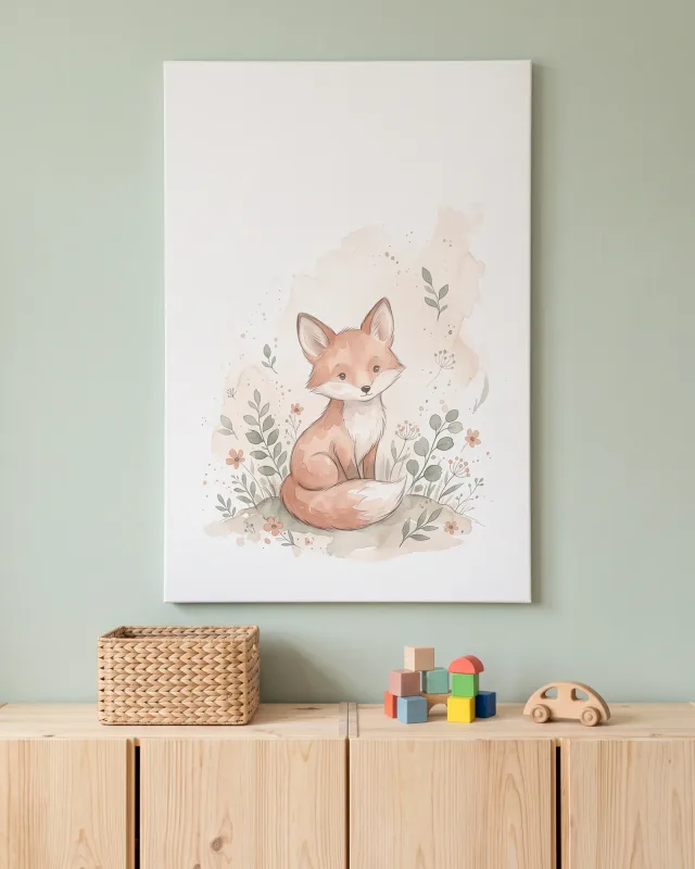 Leinwandbild – Kleiner Fuchs zwischen Blüten und Blättern