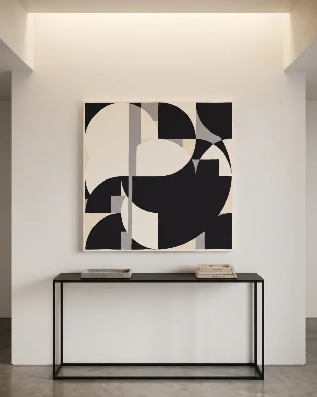 Leinwandbild – Geometrische Formen in Schwarz, Creme und Grau