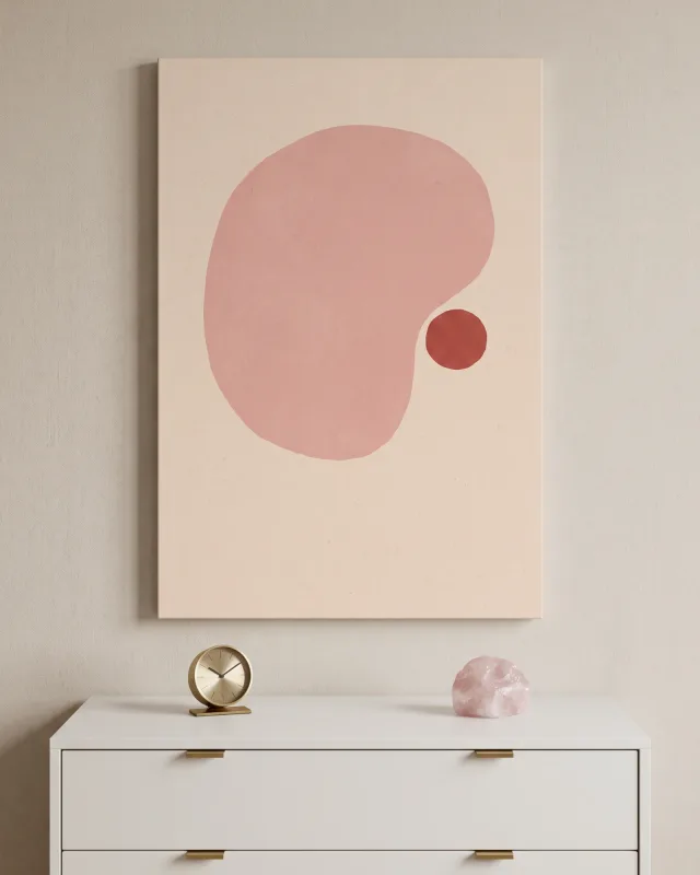 Canvas print – Pink Plane and Brick-Red Circle