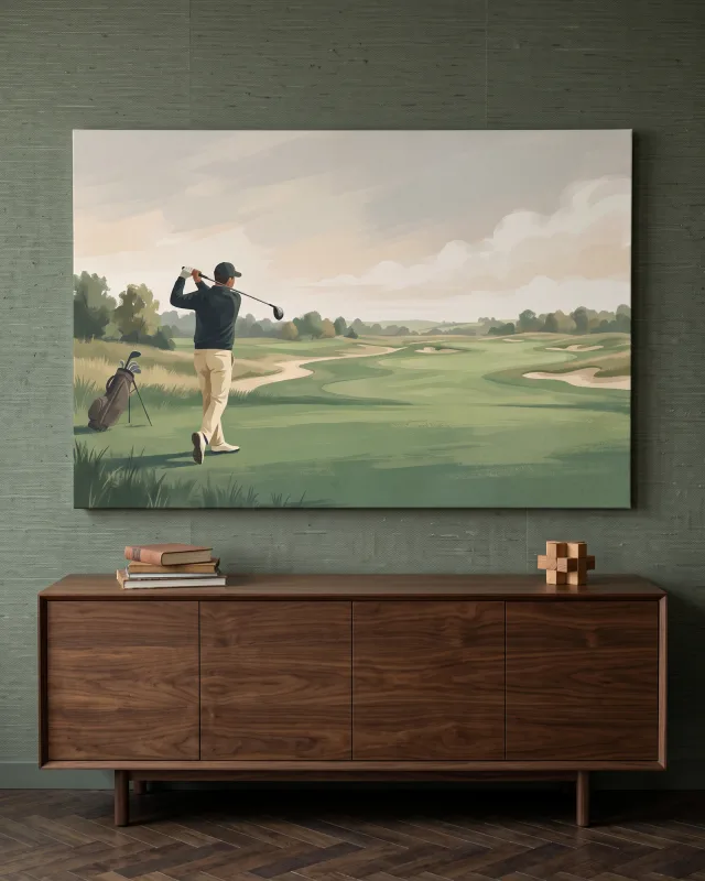 Leinwandbild – Golfer auf dem Fairway