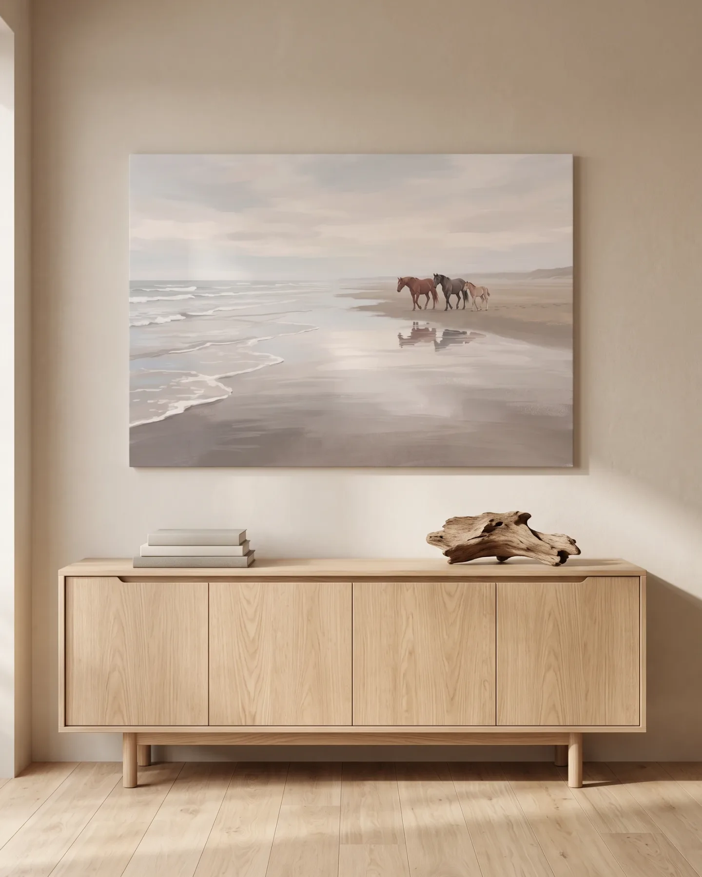 Leinwandbild – Pferde am stillen Strand