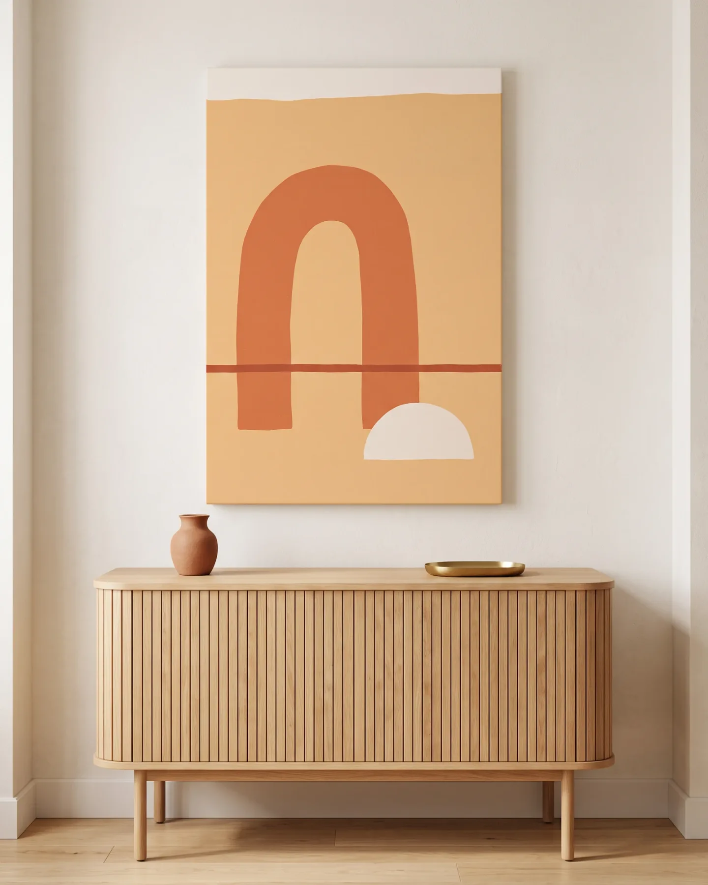 Leinwandbild – Abstrakte Formen in Orange und Creme