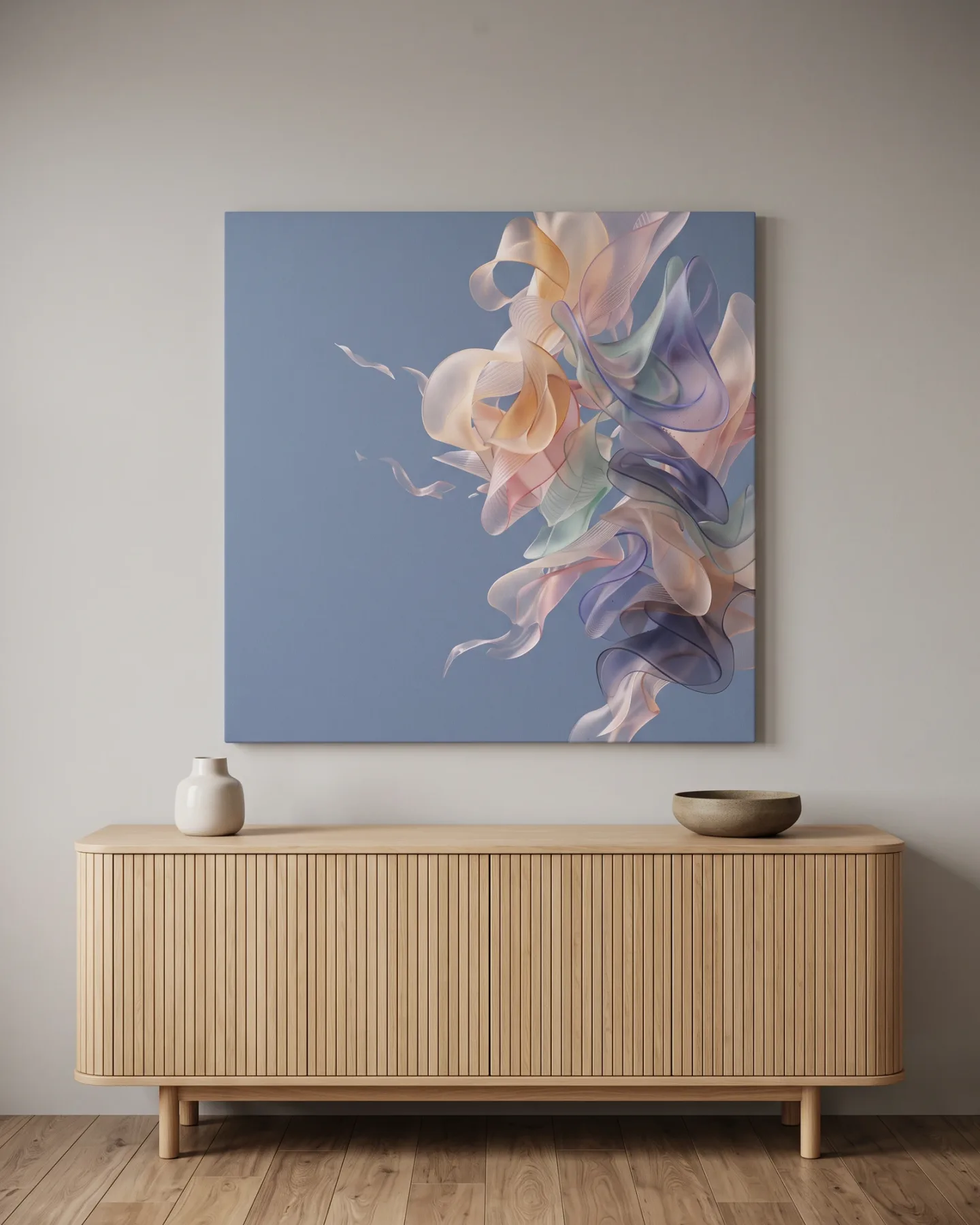 Leinwandbild – Transparente Blütenbänder in Pastell