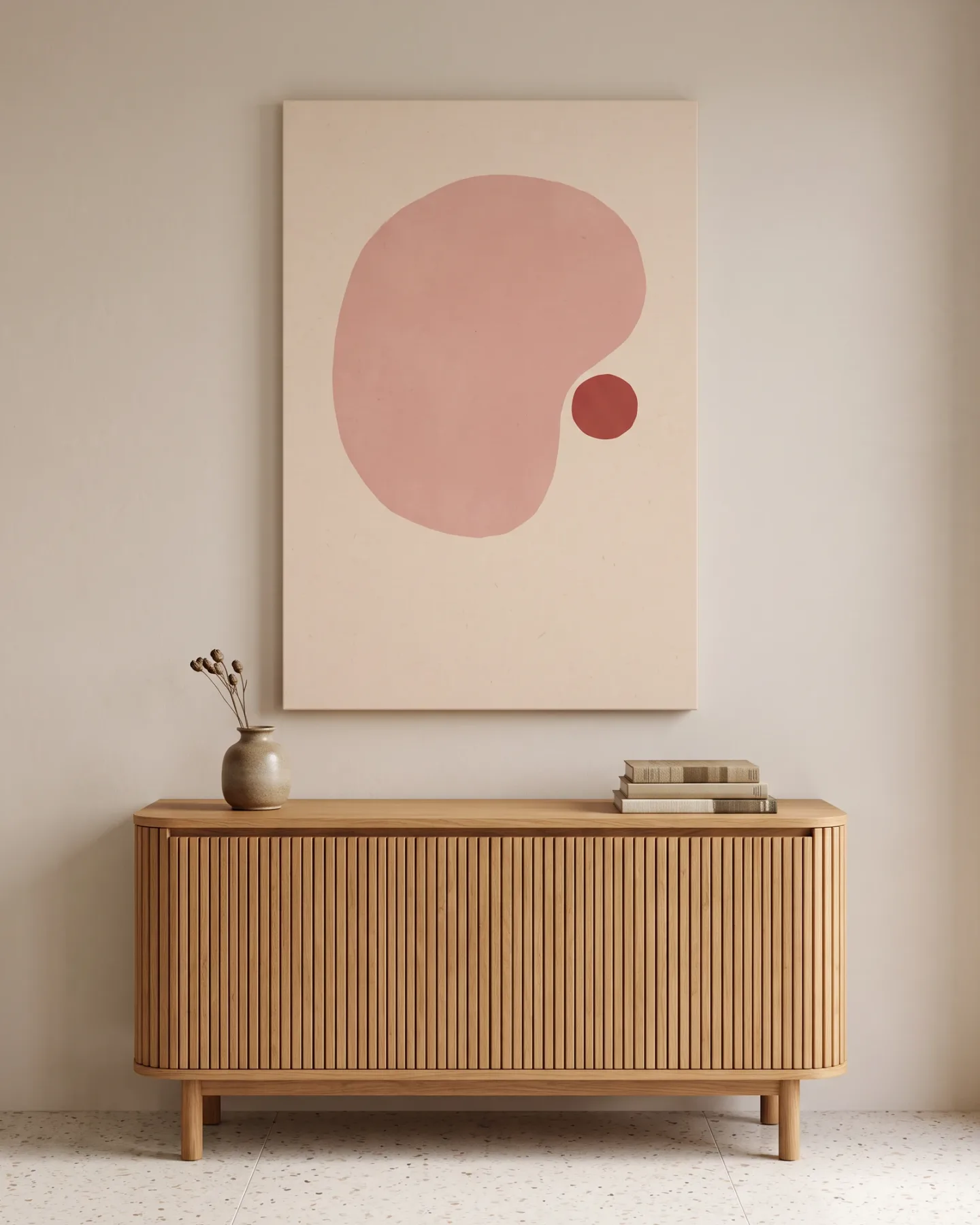 Canvas print – Pink Plane and Brick-Red Circle