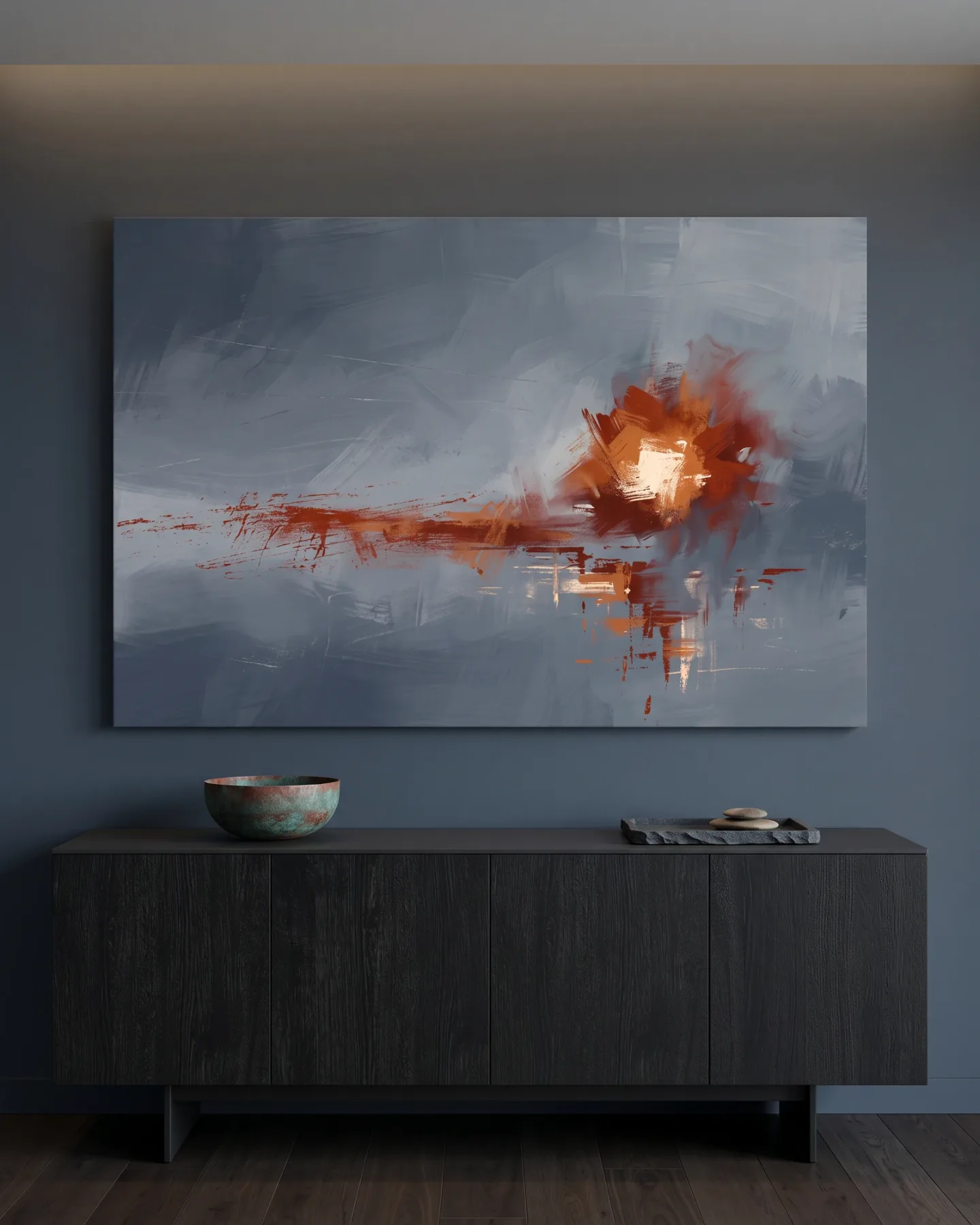 Canvas print – Abstract Brushstrokes in Blue and Orange