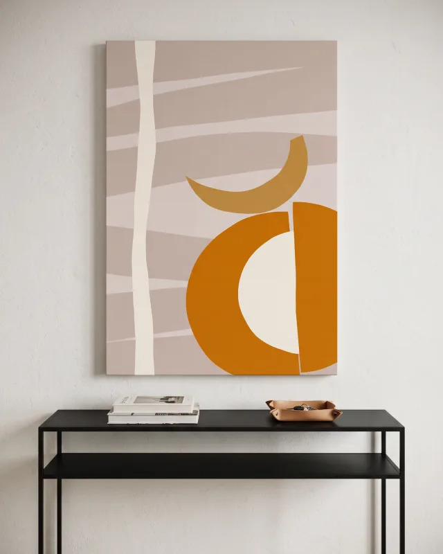 Leinwandbild – Abstrakte Formen in Ocker und Beige