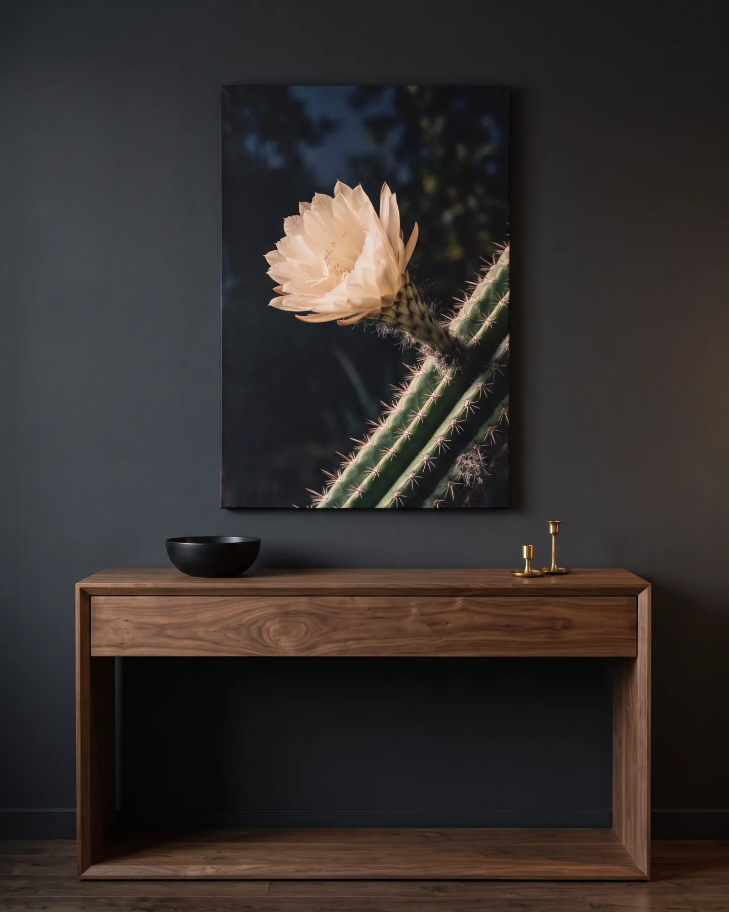Leinwandbild – Cremeweiße Kaktusblüte