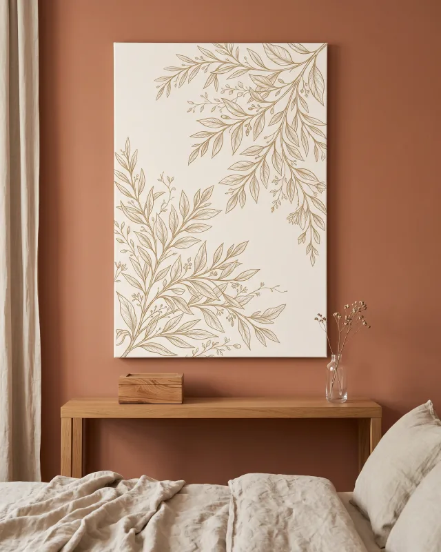 Canvas print – Golden-Brown Sprigs around a Pale Diagonal