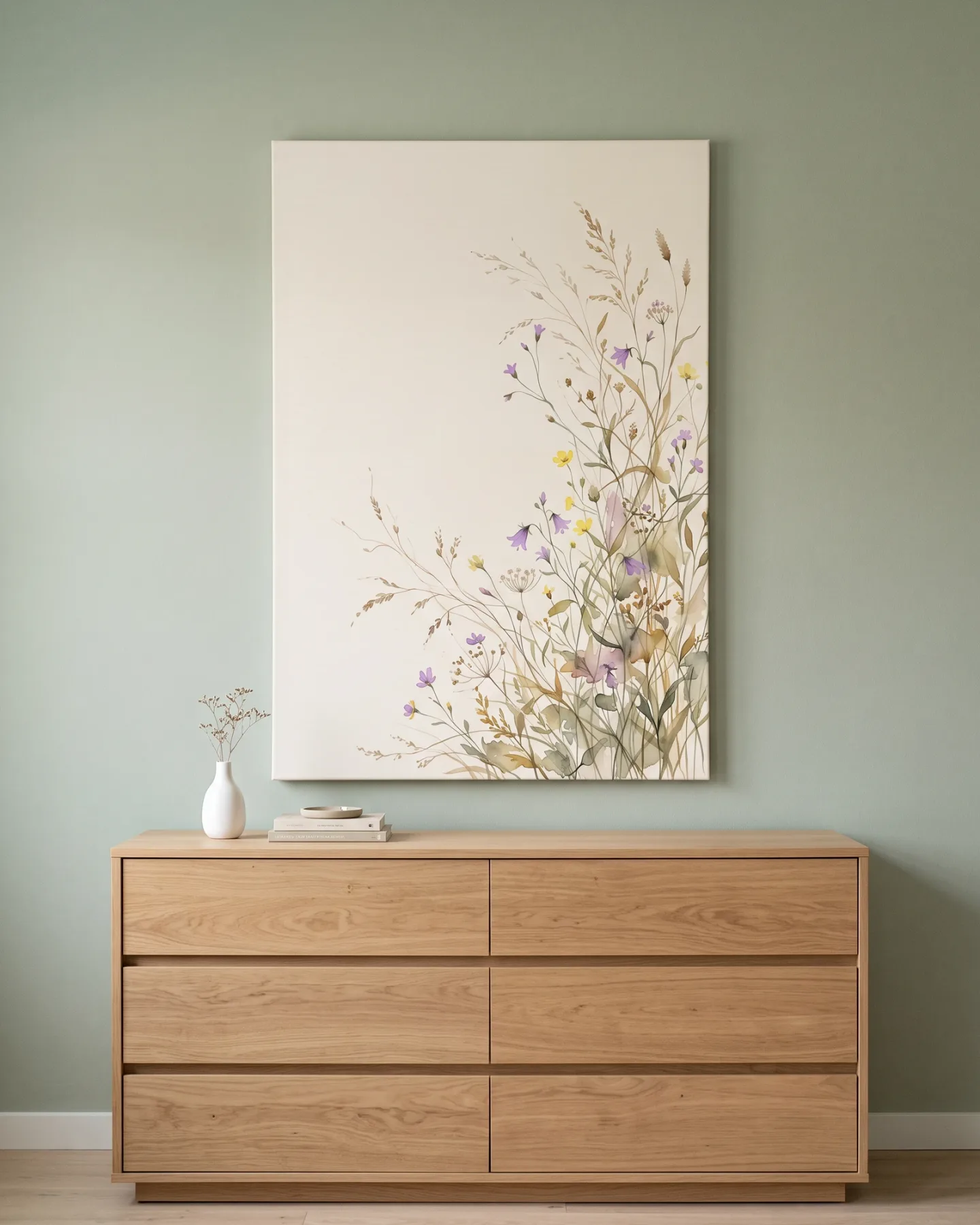 Leinwandbild – Wildblumen aus der rechten Bildecke