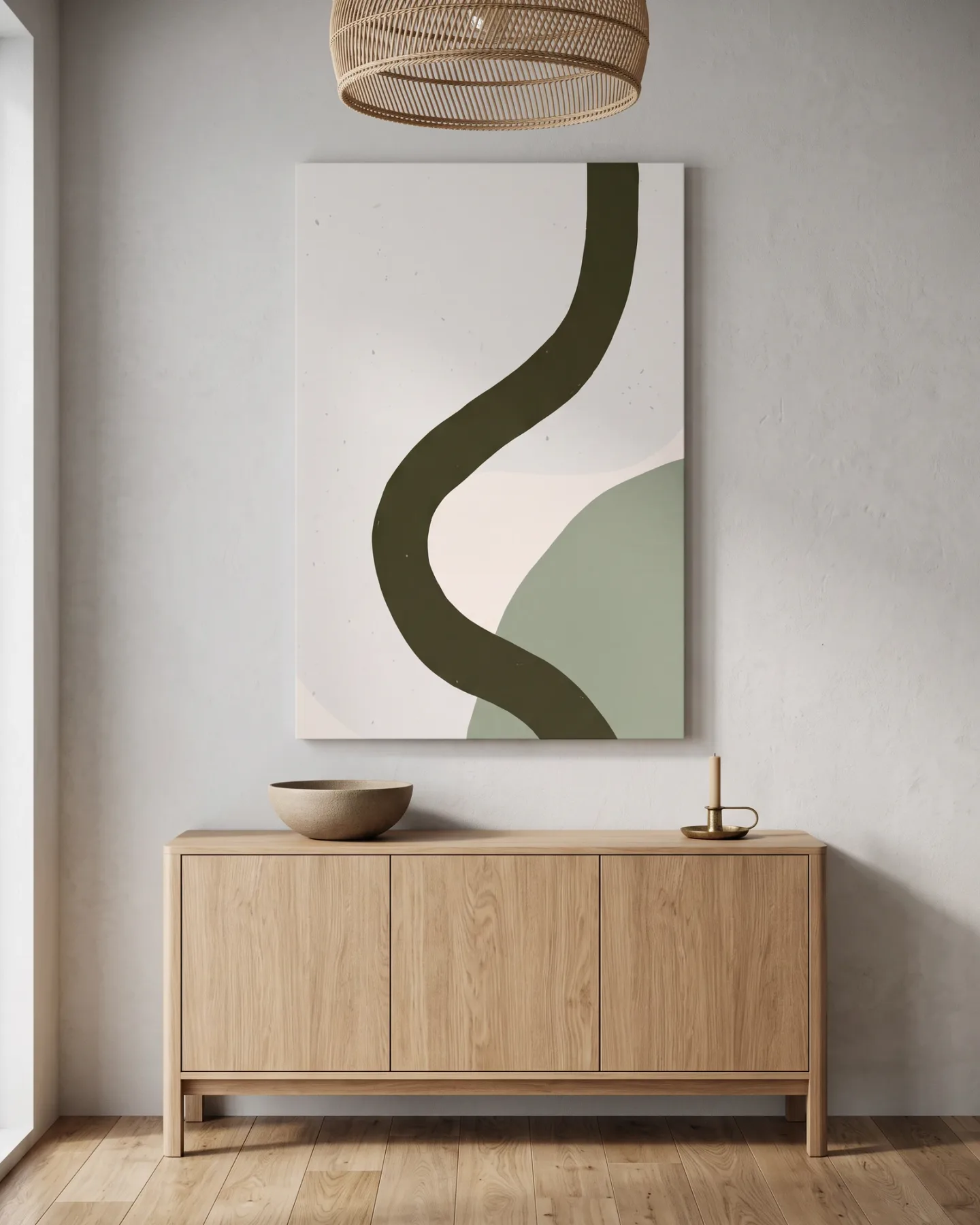 Leinwandbild – Abstrakte olivgrüne Kurve