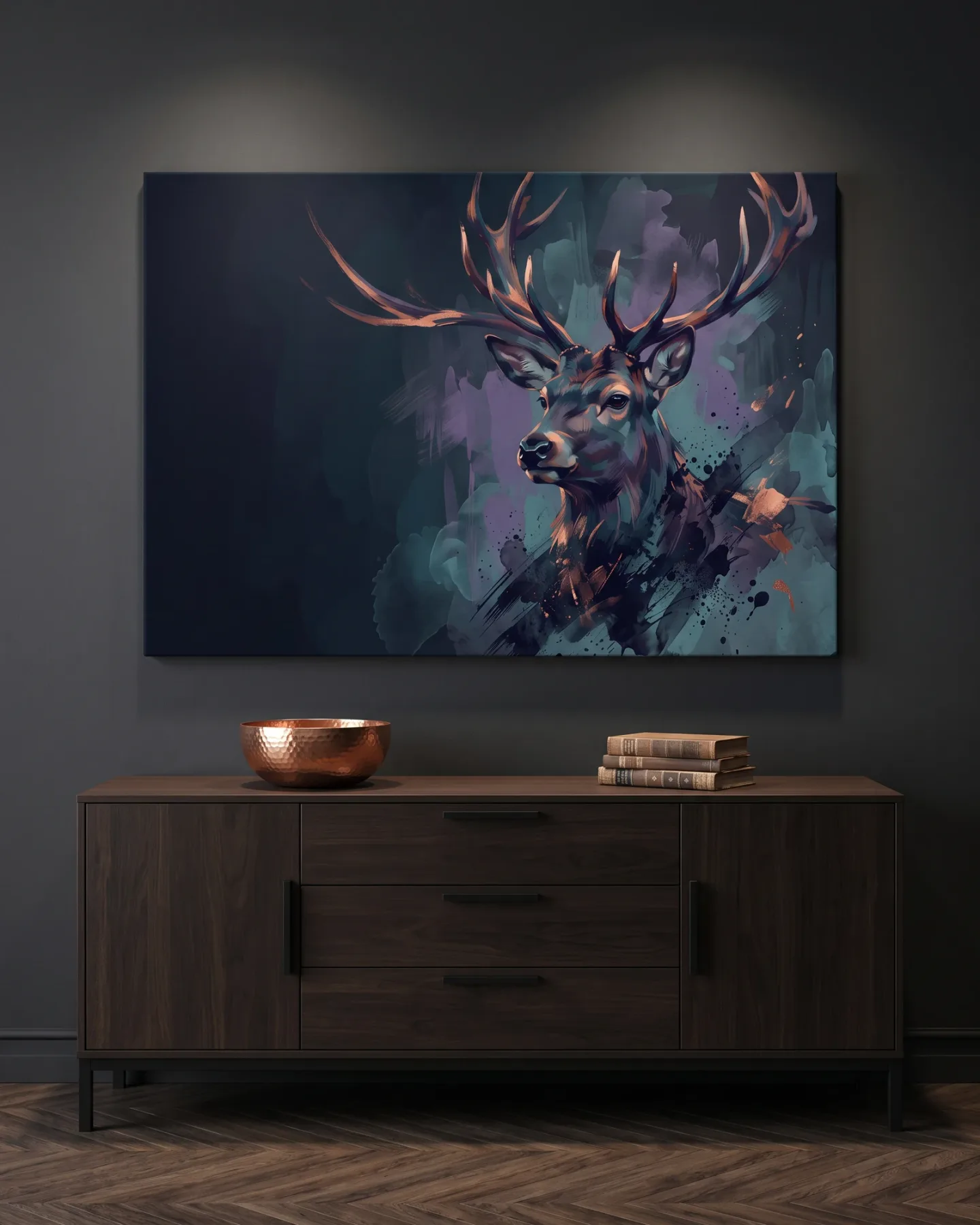 Canvas print – Deer Portrait with Wide Antlers