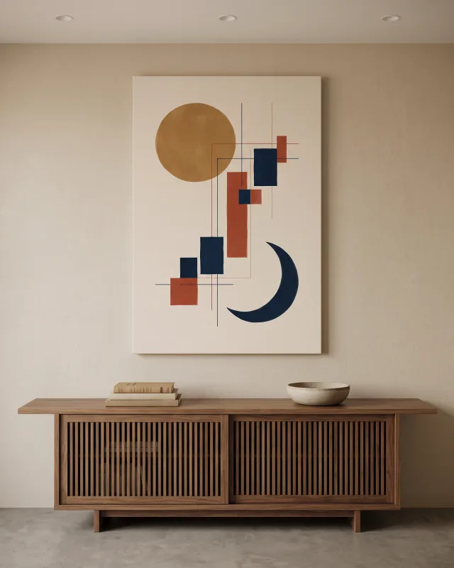 Leinwandbild – Sonne, Mond und geometrische Formen