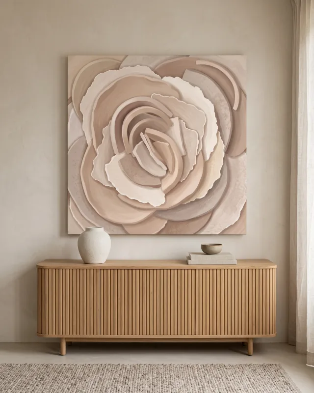 Leinwandbild – Rosenartige Schichtung aus Papierformen
