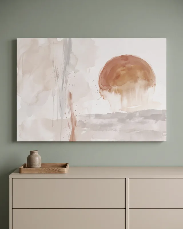 Leinwandbild – Terrakotta-Kreis in Aquarell