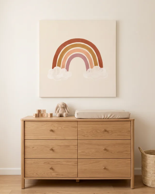 Leinwandbild – Regenbogen in warmen Aquarellfarben