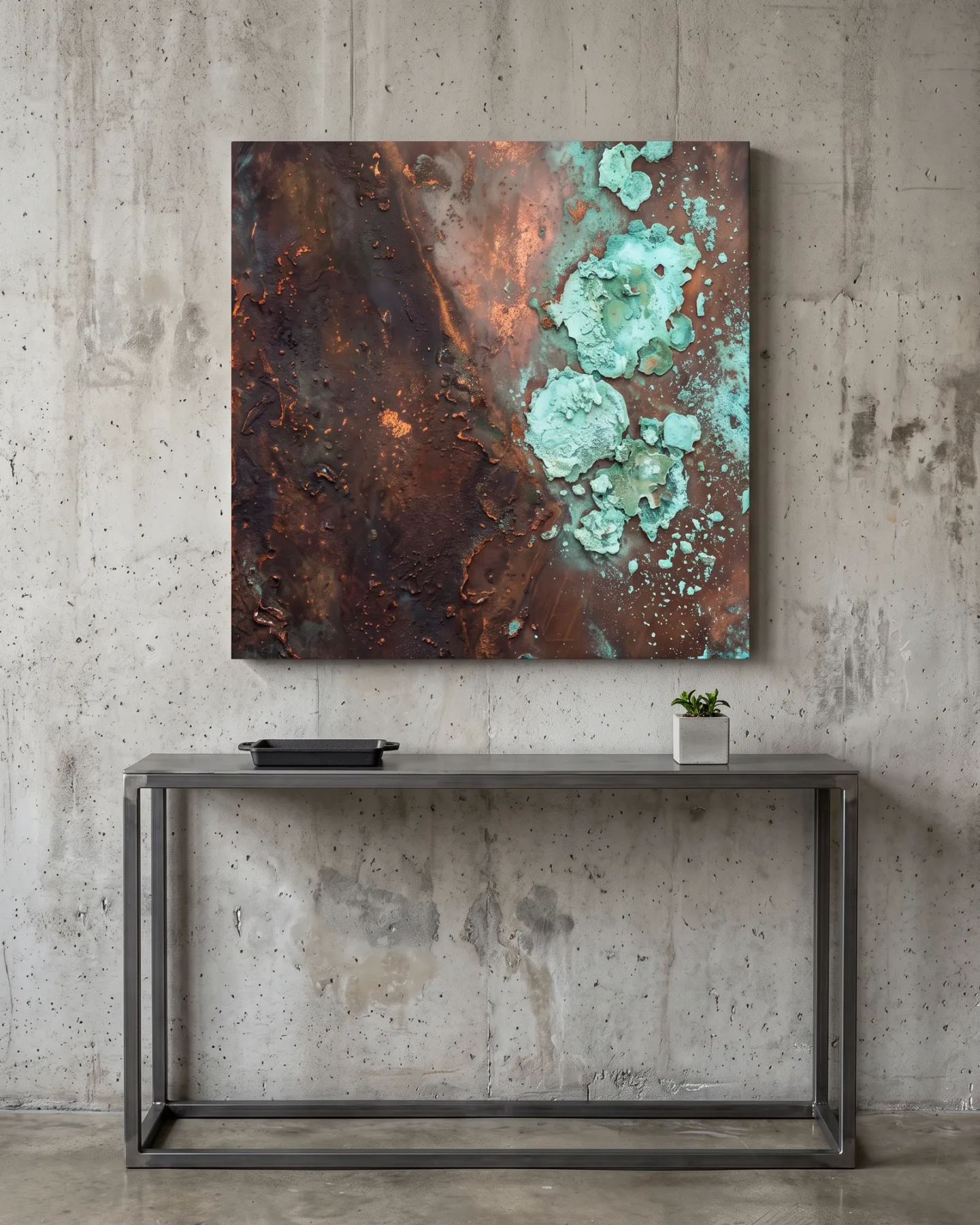 Leinwandbild – Patina in Kupfer und Türkis