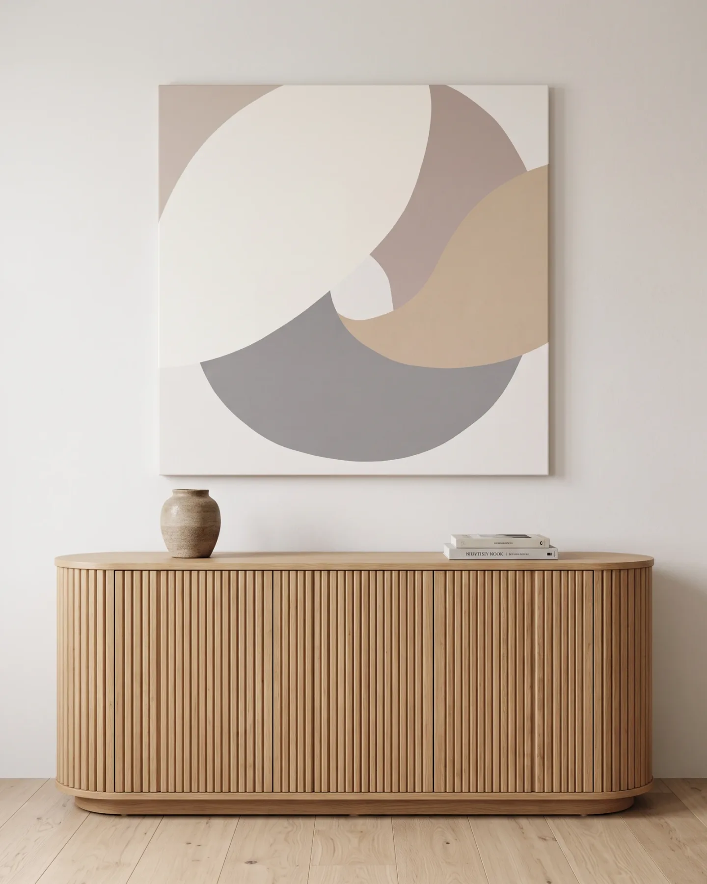Leinwandbild – Abstrakte Formen in Creme und Taupe