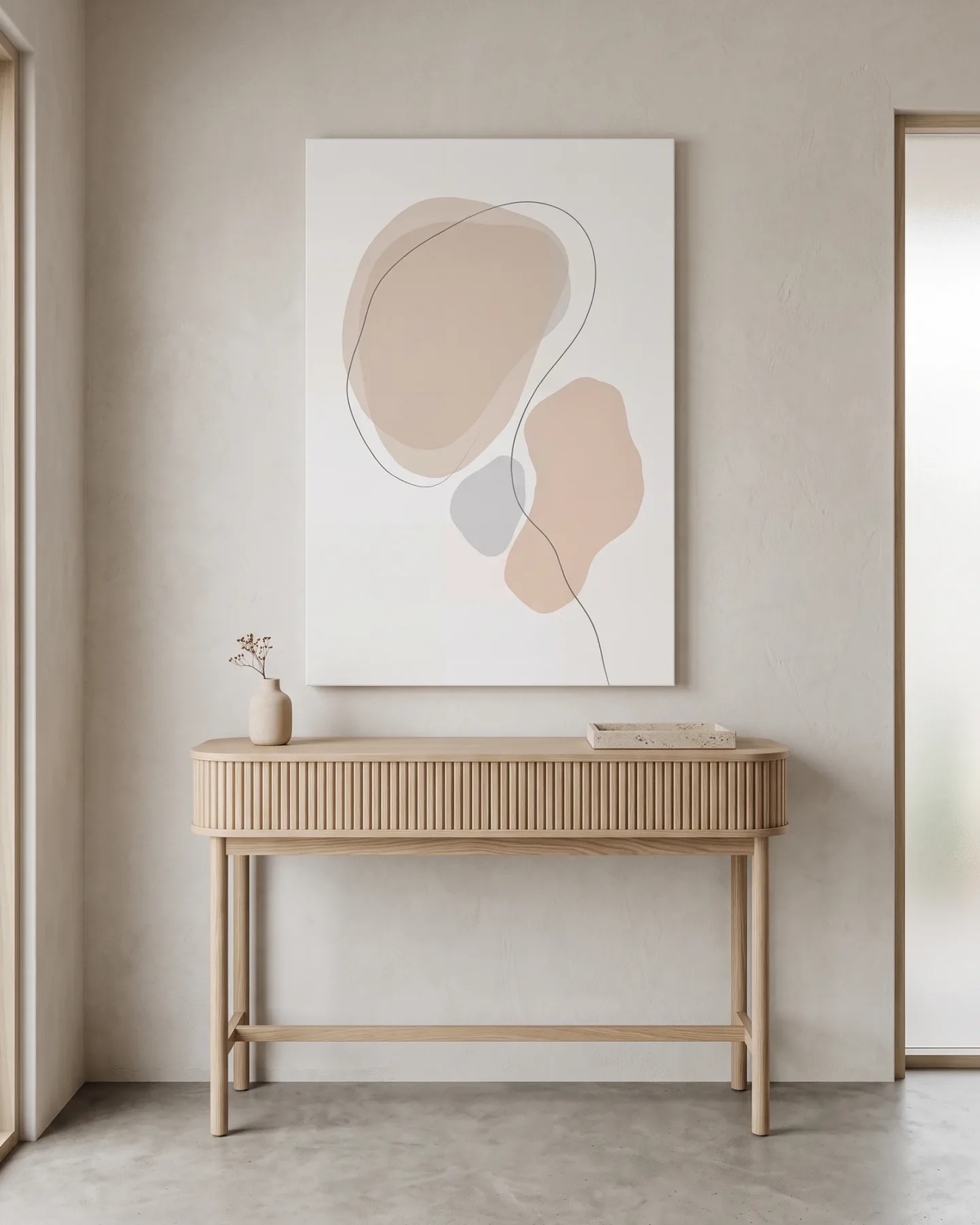 Leinwandbild – Abstrakte Formen in Beige und Grau