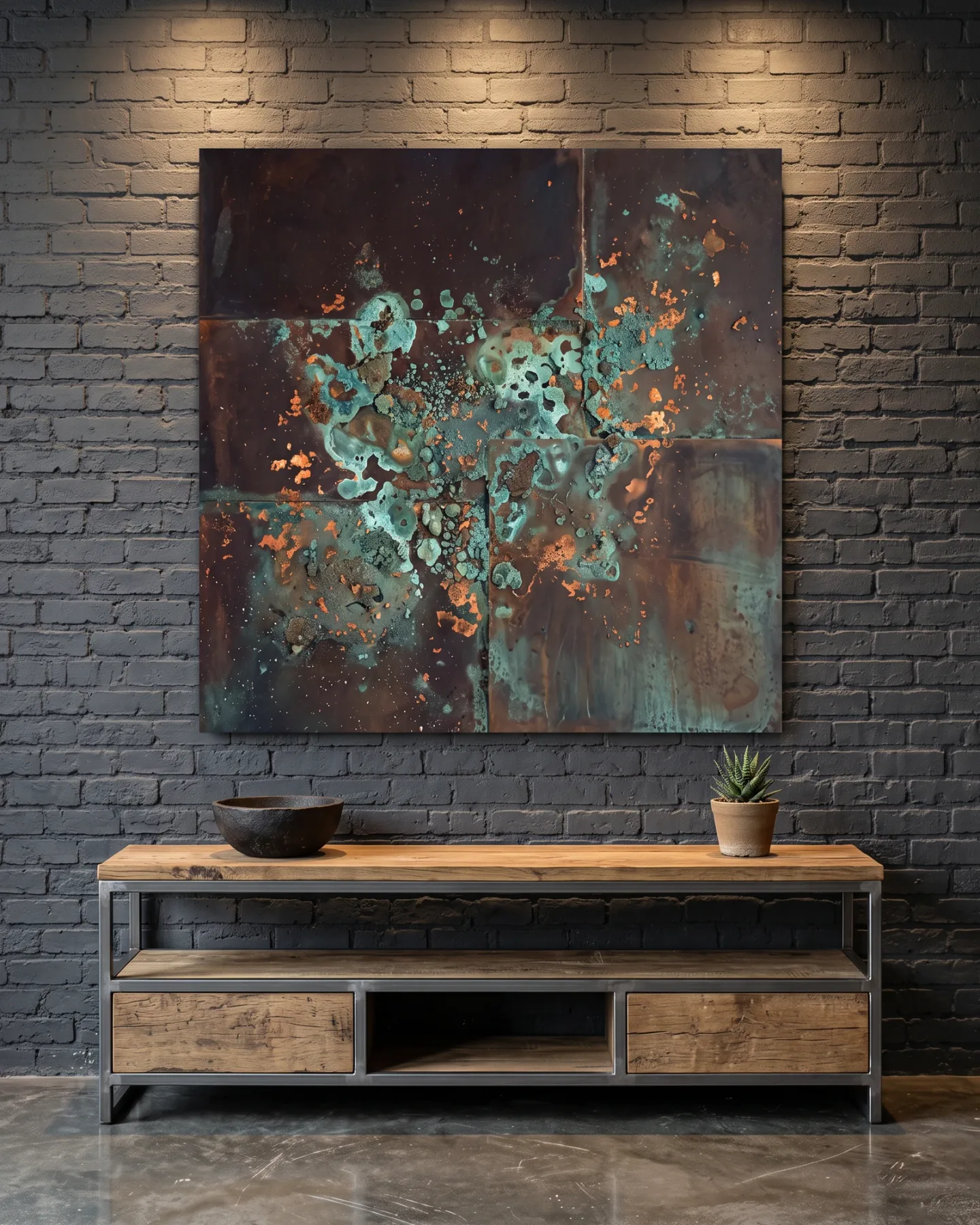 Leinwandbild – Patina in Türkis und Rost