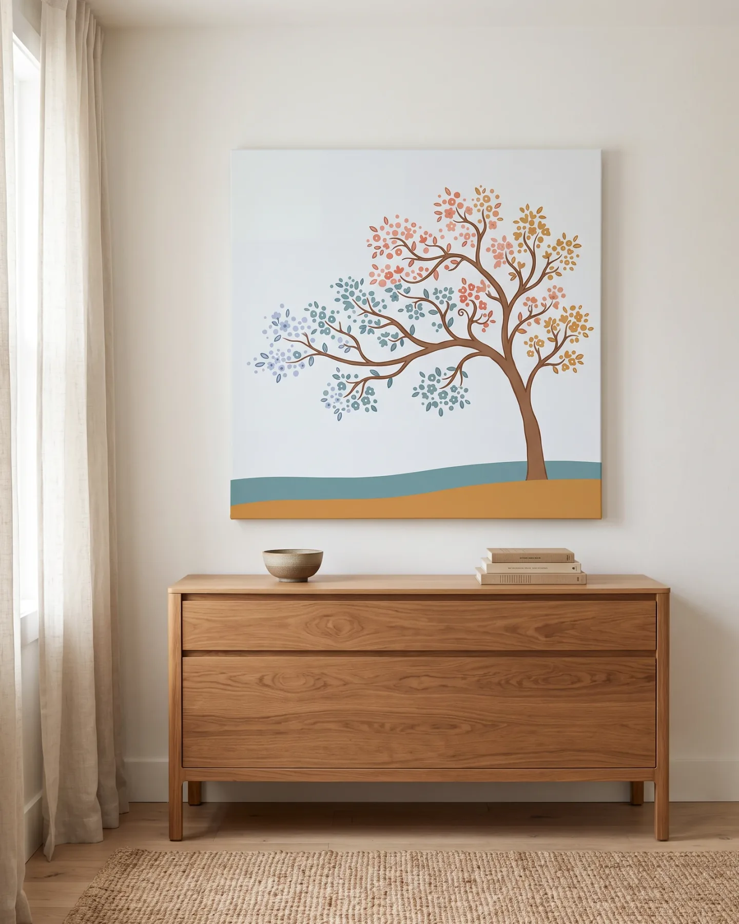 Canvas print – Blossoming Tree in Pastel Colors
