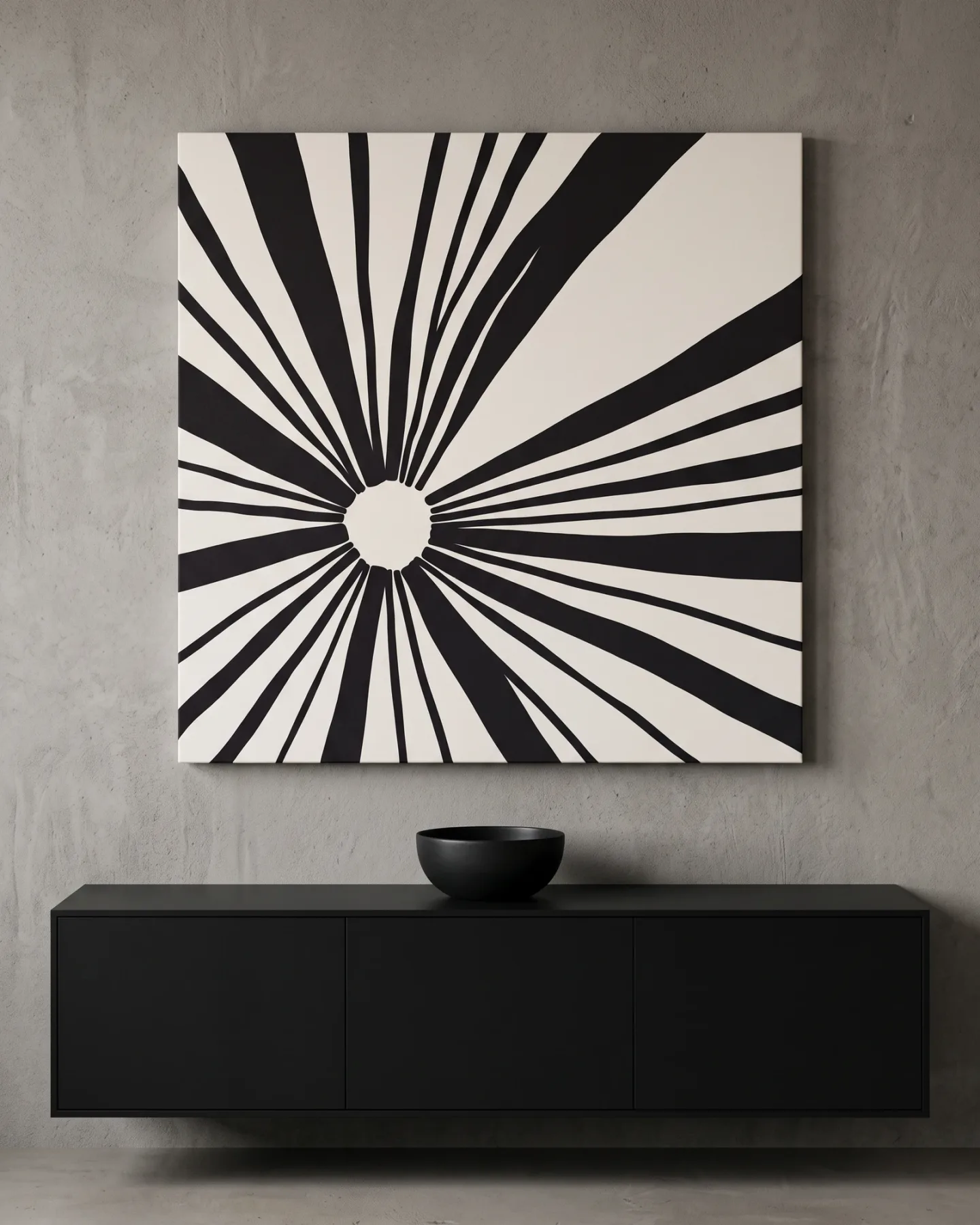 Canvas print – Black and Cream Radiating Abstract