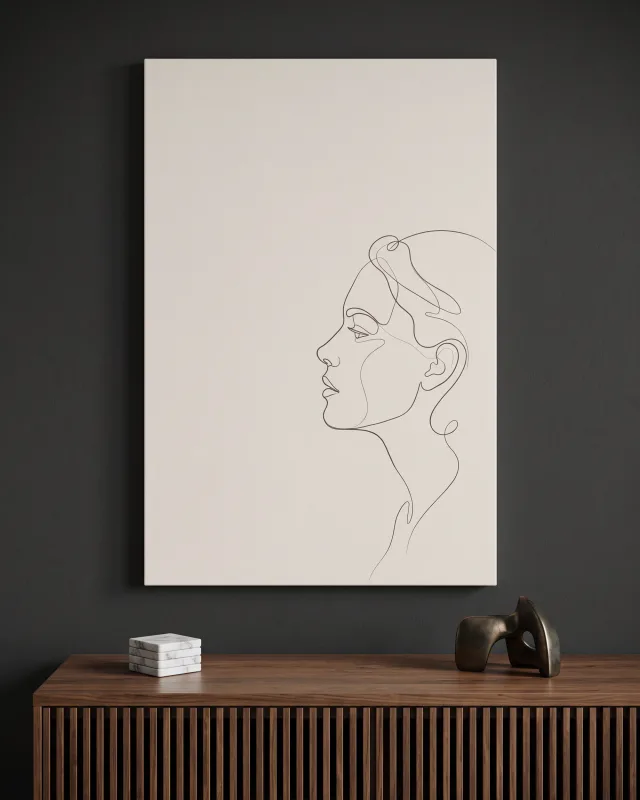 Leinwandbild – Feines Profil rechts auf hellem Beige