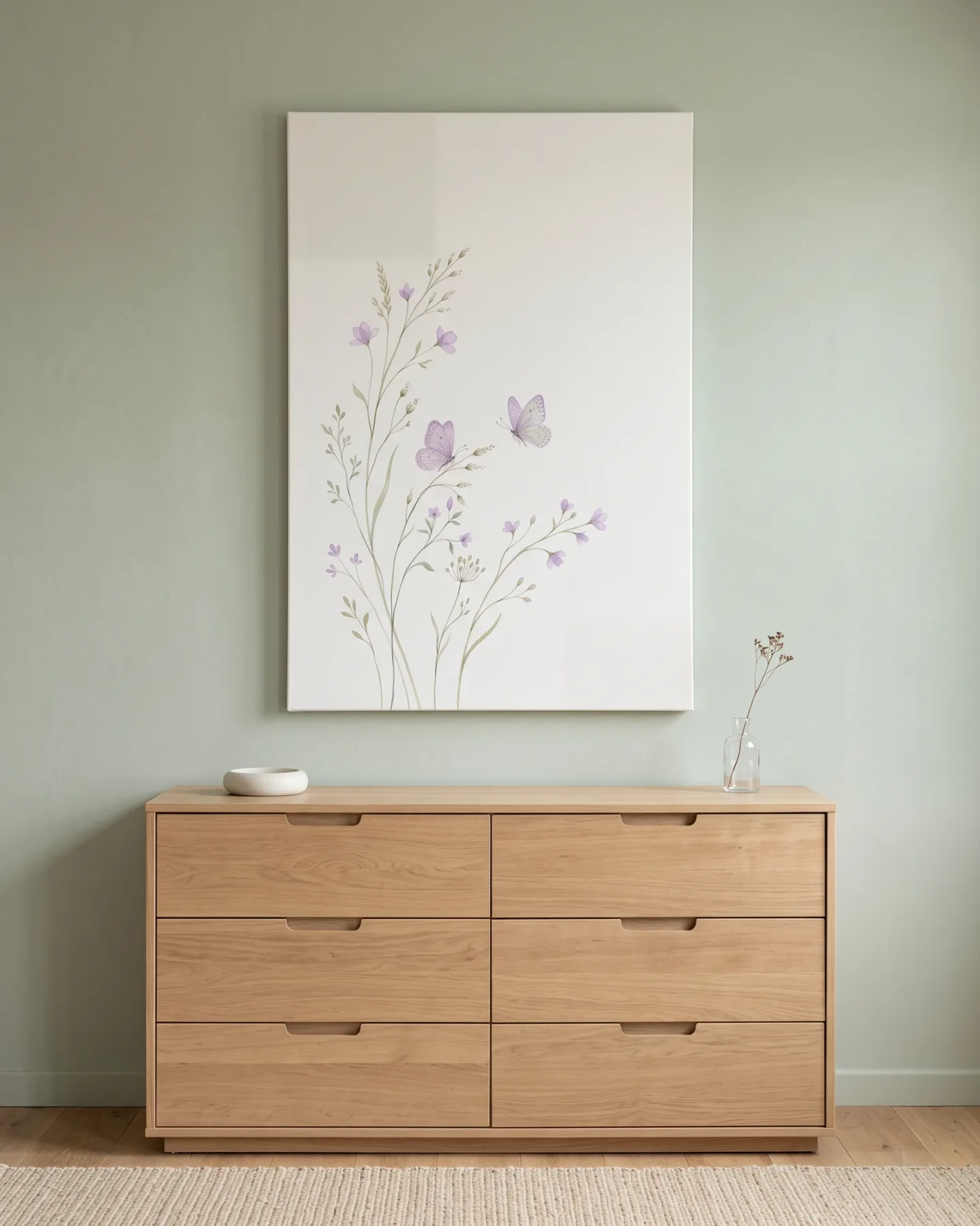Leinwandbild – Schmetterlinge an violetten Blüten