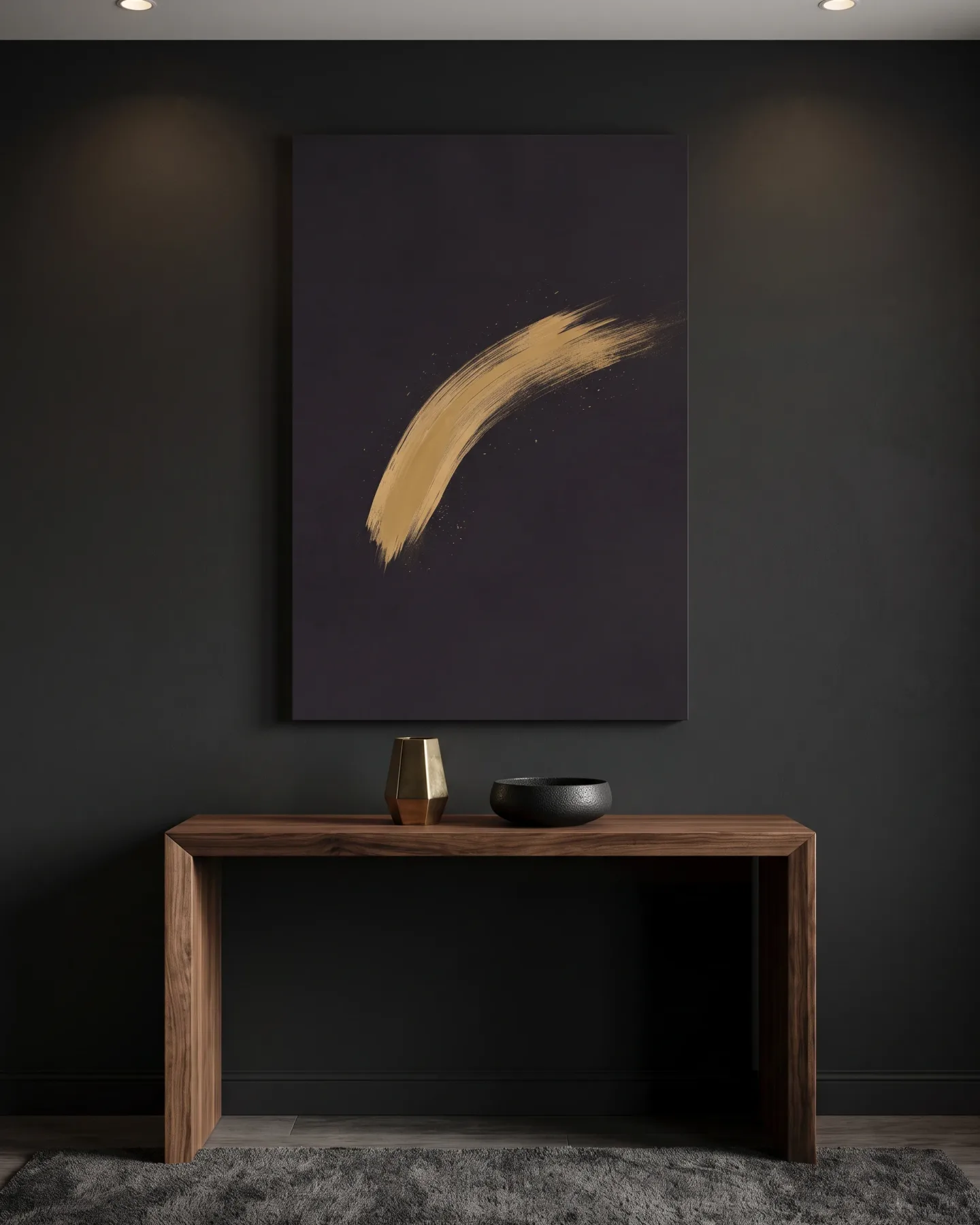 Canvas print – Golden Brushstroke on a Dark Ground