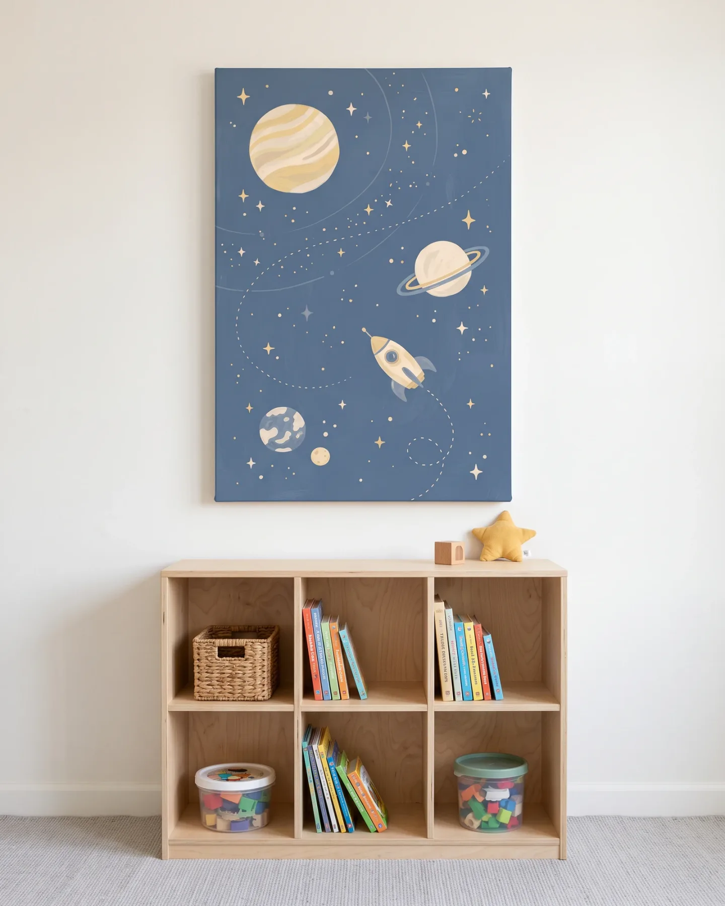 Leinwandbild – Planetenreise auf staubblauem Himmel