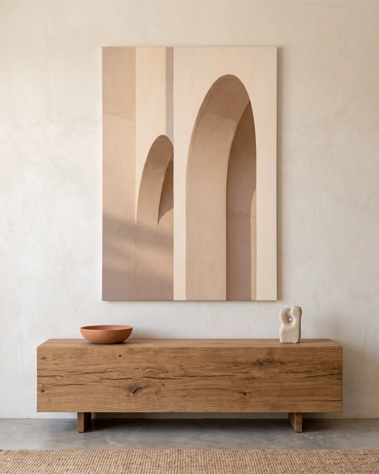 Leinwandbild – Überlagerte Bögen in hellem Beige