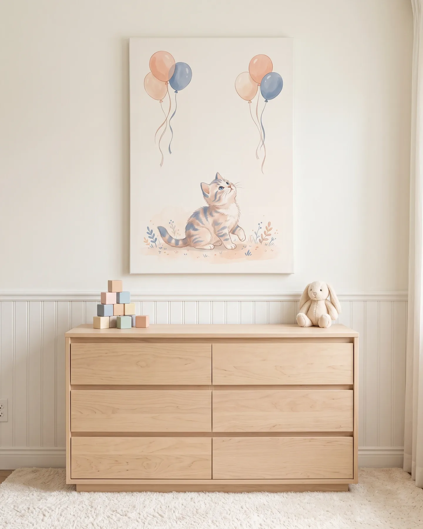 Leinwandbild – Kätzchen mit Luftballons