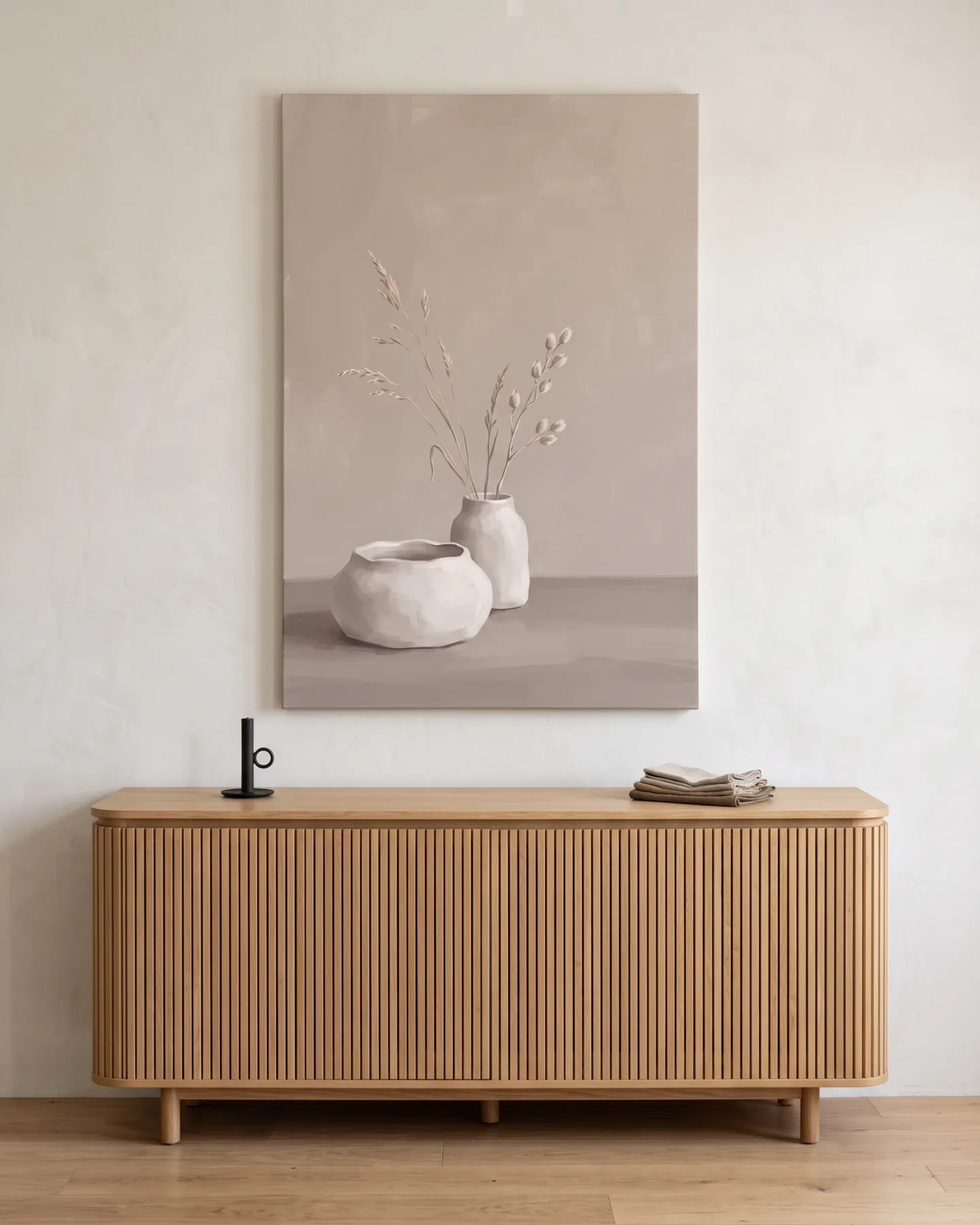 Canvas print – Still Life with Pale Vases and Grasses