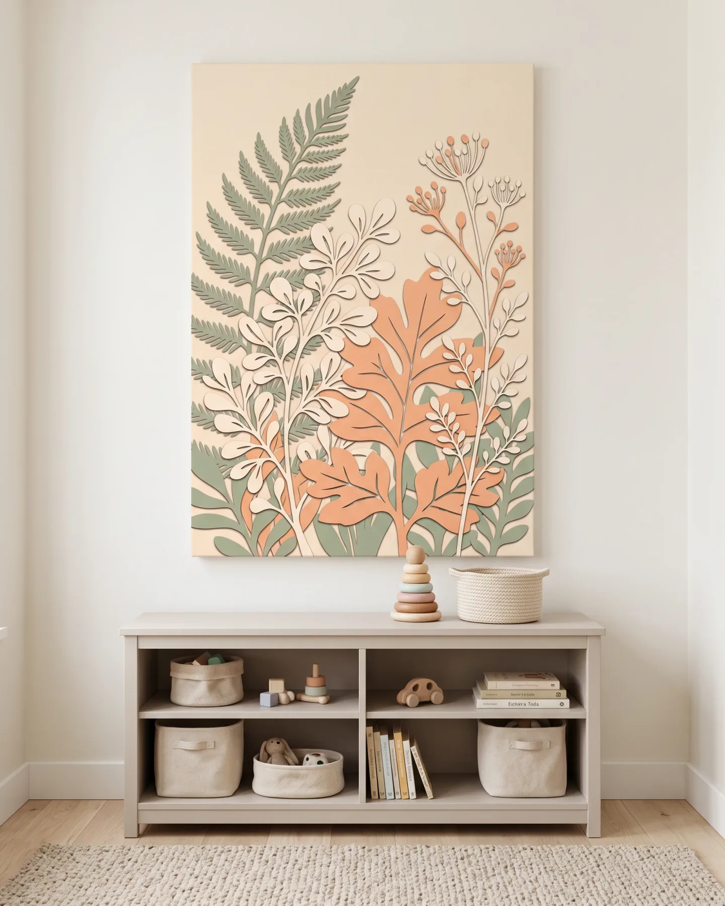 Canvas print – Sage Fern with Terracotta Rounded Leaves