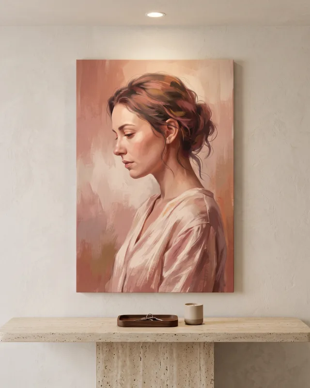 Leinwandbild – Stilles Profil in Pfirsich und Rosa