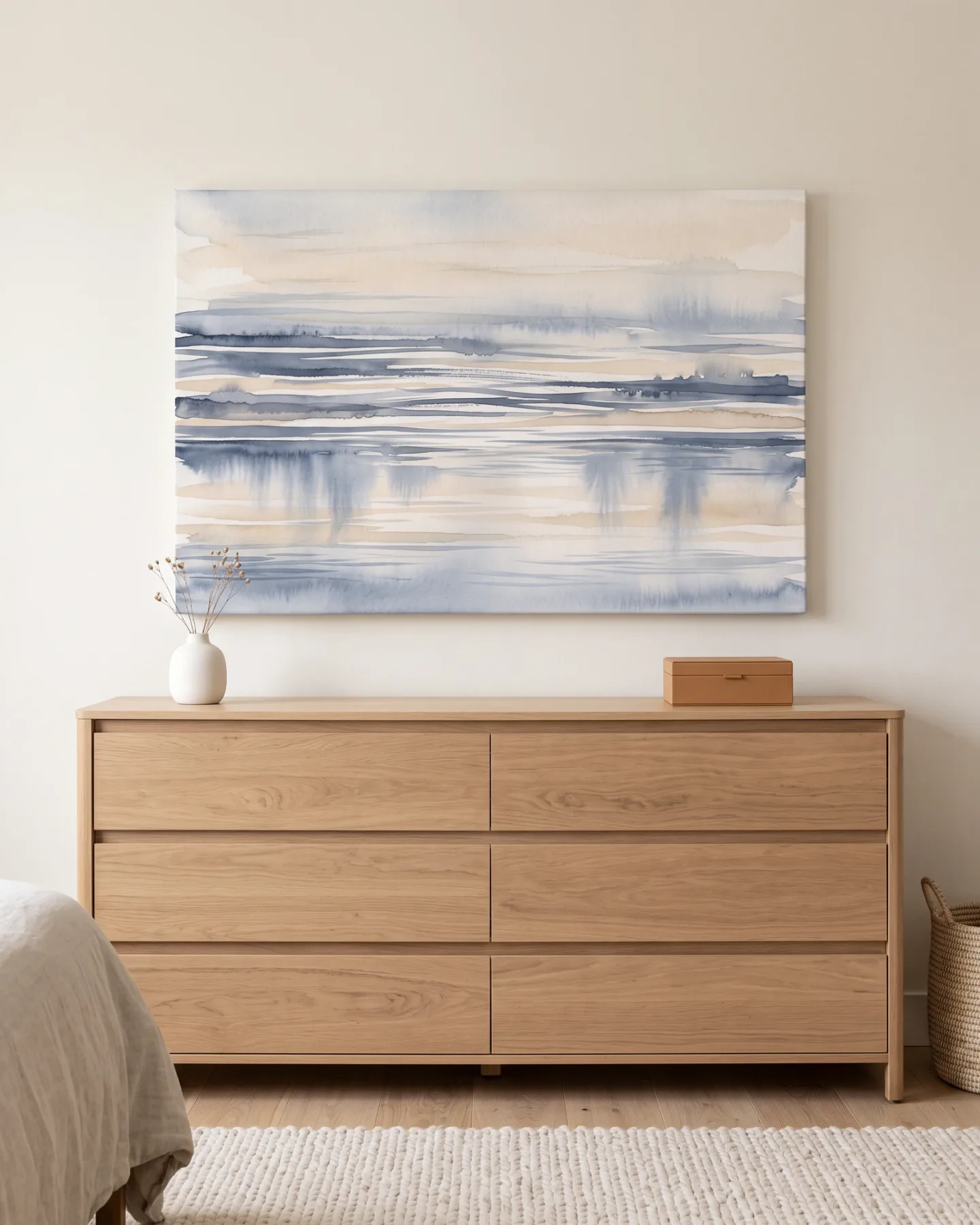 Leinwandbild – Zarter Horizont in Blau und blassem Beige
