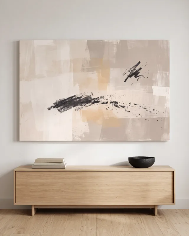 Canvas print – Abstract Brushstrokes in Beige and Black